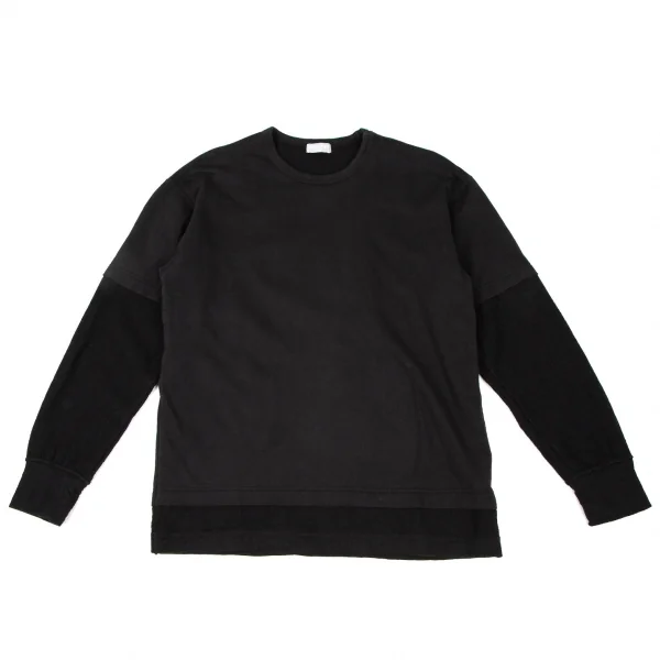 コムデギャルソン オムCOMME des GARCONS HOMME 異素材レイヤー切替長袖トップス 黒L位 K-108846_001