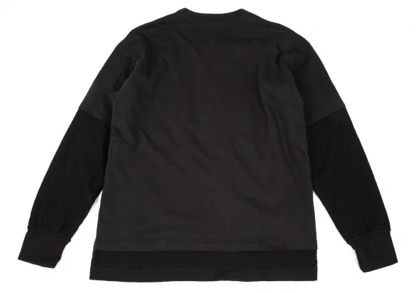 コムデギャルソン オムCOMME des GARCONS HOMME 異素材レイヤー切替長袖トップス 黒L位 K-108846_009
