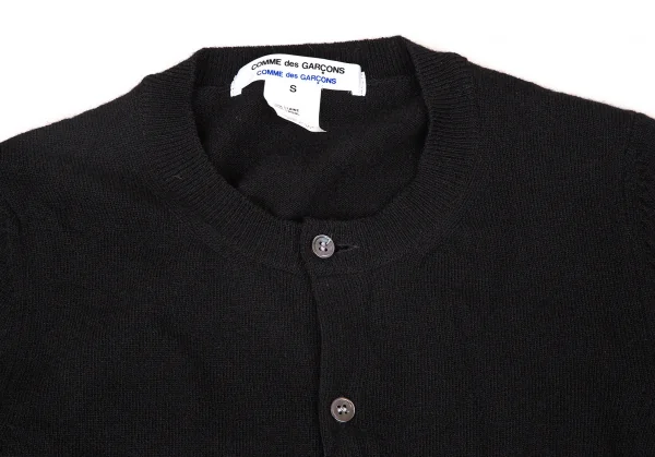 コムコム コムデギャルソンCOMME des GARCONS ウール袖ボーダーラウンドネックカーディガン 黒紺白S K-108853_003