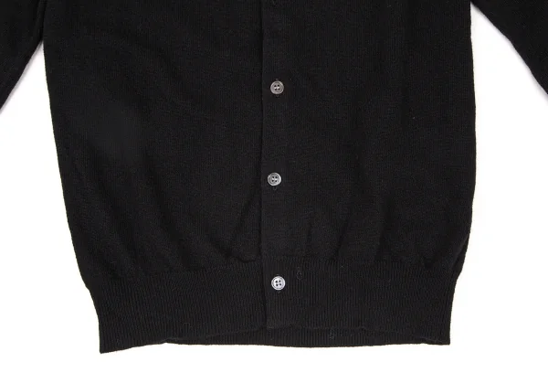 コムコム コムデギャルソンCOMME des GARCONS ウール袖ボーダーラウンドネックカーディガン 黒紺白S K-108853_007