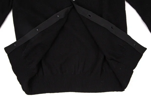コムコム コムデギャルソンCOMME des GARCONS ウール袖ボーダーラウンドネックカーディガン 黒紺白S K-108853_008