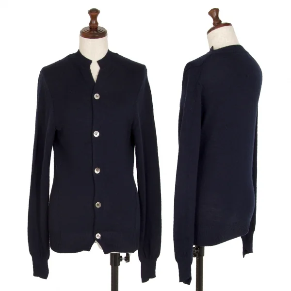 ジュンヤワタナベ コムデギャルソンJUNYA WATANABE COMME des GARCONSウールラウンドネックカーディガン 紺M K-108857_001