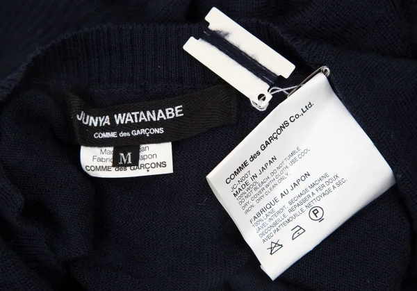ジュンヤワタナベ コムデギャルソンJUNYA WATANABE COMME des GARCONSウールラウンドネックカーディガン 紺M K-108857_014