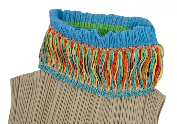 プリーツプリーズPLEATS PLEASE カラフルタートルネックノースリーブトップ ベージュ3 K-108878_005