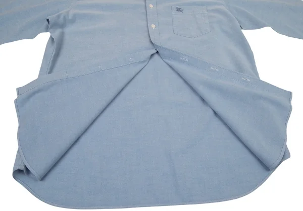バーバリーBURBERRY LONDON コットンカシミヤオックスフォードボタンダウンシャツ 水色LL K-108885_010