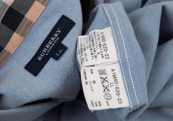 バーバリーBURBERRY LONDON コットンカシミヤオックスフォードボタンダウンシャツ 水色LL K-108885_013