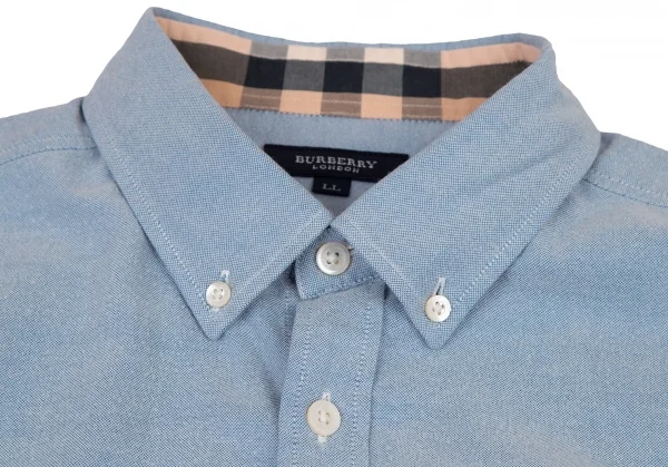 バーバリーBURBERRY LONDON コットンカシミヤオックスフォードボタンダウンシャツ 水色LL K-108885_002