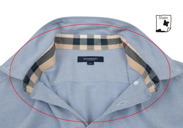 バーバリーBURBERRY LONDON コットンカシミヤオックスフォードボタンダウンシャツ 水色LL K-108885_003