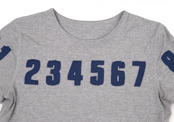 マドモアゼルノンノンMademoiselle NON NON ナンバリングパッチTシャツ 杢グレー38M K-108915_002