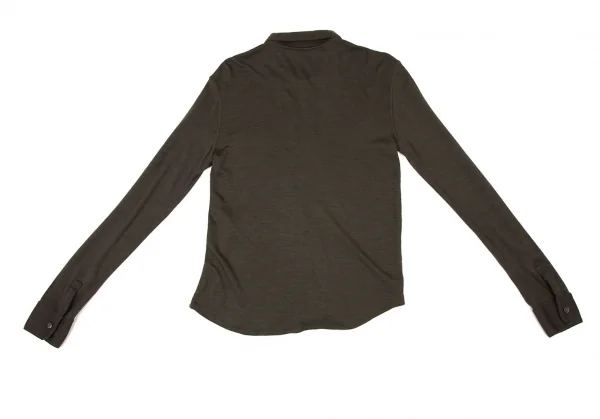 マドモアゼルノンノンMademoiselle NON NON ウール天竺ストレッチシャツ カーキ38M K-108926_011