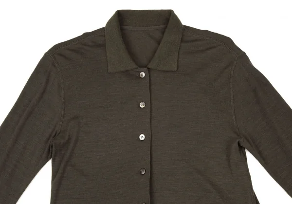 マドモアゼルノンノンMademoiselle NON NON ウール天竺ストレッチシャツ カーキ38M K-108926_003