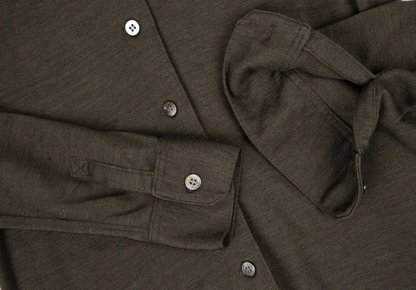マドモアゼルノンノンMademoiselle NON NON ウール天竺ストレッチシャツ カーキ38M K-108926_007