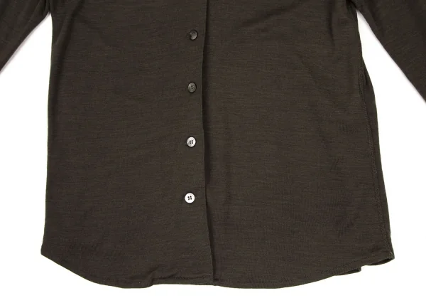 マドモアゼルノンノンMademoiselle NON NON ウール天竺ストレッチシャツ カーキ38M K-108926_008