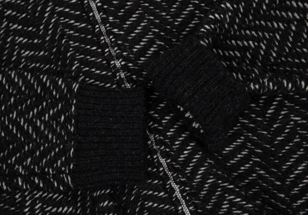 ヨウジヤマモト プールオムYohji Yamamoto POUR HOMME ヘリンボーンツイードニットブルゾン 黒オフ3 K-108947_004