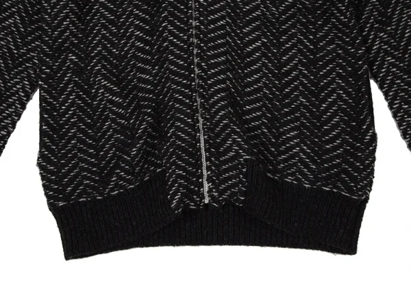 ヨウジヤマモト プールオムYohji Yamamoto POUR HOMME ヘリンボーンツイードニットブルゾン 黒オフ3 K-108947_005