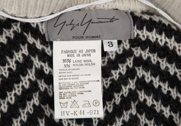 ヨウジヤマモト プールオムYohji Yamamoto POUR HOMME ヘリンボーンツイードニットブルゾン 黒オフ3 K-108947_010