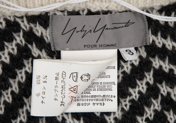 ヨウジヤマモト プールオムYohji Yamamoto POUR HOMME ヘリンボーンツイードニットブルゾン 黒オフ3 K-108947_011