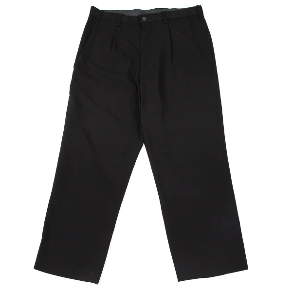 ヨウジヤマモト プールオムYohji Yamamoto POUR HOMME ウールギャバワンタックパンツ 黒XL K-108955_001