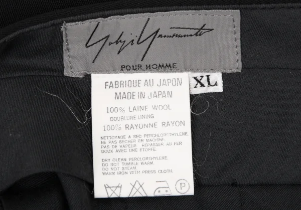 ヨウジヤマモト プールオムYohji Yamamoto POUR HOMME ウールギャバワンタックパンツ 黒XL K-108955_014