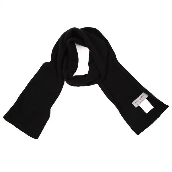 ヨウジヤマモト プールオムYohji Yamamoto POUR HOMME ウールカシミヤニットナローストール 黒 K-108960_001