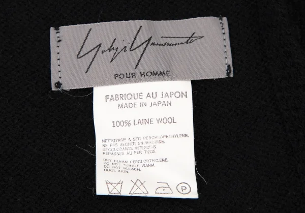 ヨウジヤマモト プールオムYohji Yamamoto POUR HOMME ウールカシミヤニットナローストール 黒 K-108960_005
