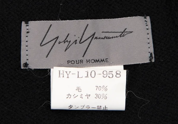 ヨウジヤマモト プールオムYohji Yamamoto POUR HOMME ウールカシミヤニットナローストール 黒 K-108960_006