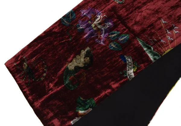 ヨウジヤマモト プールオムYohji Yamamoto POUR HOMME トラディショナルタトゥープリントベロアストール ワイン黒 K-108961_009