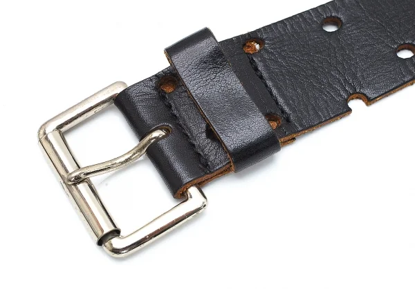 ヨウジヤマモト プールオムYohji Yamamoto POUR HOMME ランダムパンチングレザーベルト 黒 K-108966_004