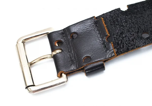 ヨウジヤマモト プールオムYohji Yamamoto POUR HOMME ランダムパンチングレザーベルト 黒 K-108966_007