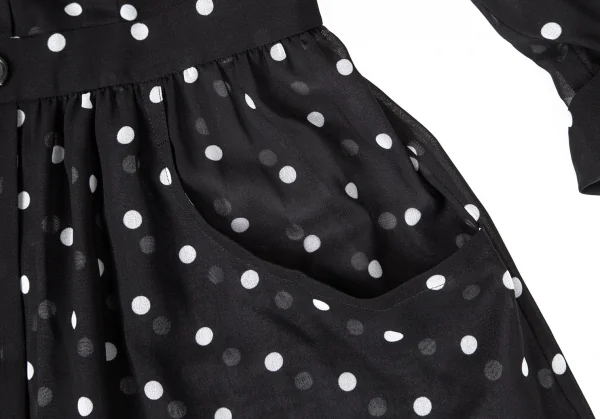 コムコム コムデギャルソンCOMME des GARCONS ポリドットプリントダブルボタンシースルーシャツワンピース 黒白S K-108979_011