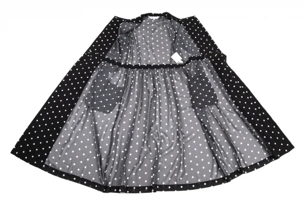 コムコム コムデギャルソンCOMME des GARCONS ポリドットプリントダブルボタンシースルーシャツワンピース 黒白S K-108979_012