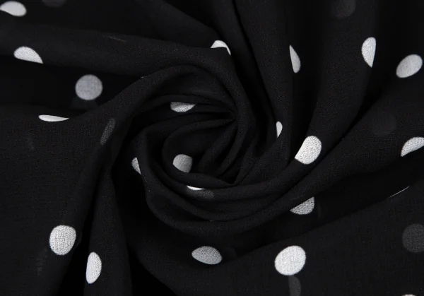コムコム コムデギャルソンCOMME des GARCONS ポリドットプリントダブルボタンシースルーシャツワンピース 黒白S K-108979_015