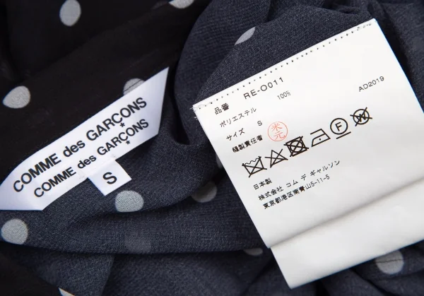 コムコム コムデギャルソンCOMME des GARCONS ポリドットプリントダブルボタンシースルーシャツワンピース 黒白S K-108979_017