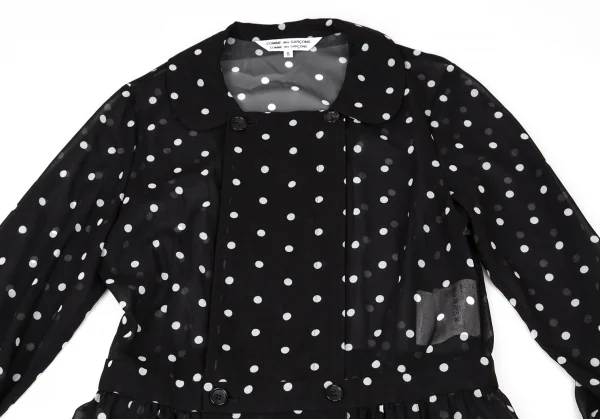 コムコム コムデギャルソンCOMME des GARCONS ポリドットプリントダブルボタンシースルーシャツワンピース 黒白S K-108979_003