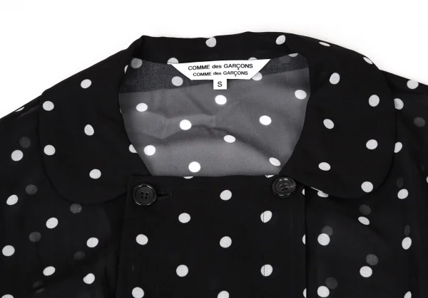 コムコム コムデギャルソンCOMME des GARCONS ポリドットプリントダブルボタンシースルーシャツワンピース 黒白S K-108979_004