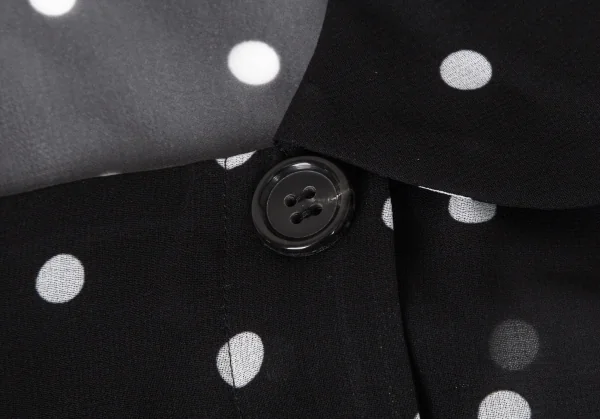 コムコム コムデギャルソンCOMME des GARCONS ポリドットプリントダブルボタンシースルーシャツワンピース 黒白S K-108979_005