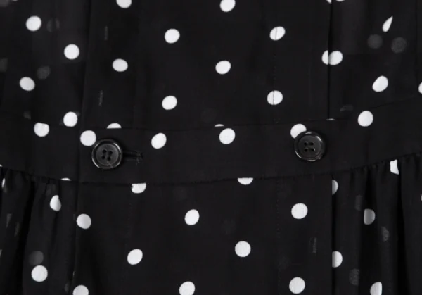 コムコム コムデギャルソンCOMME des GARCONS ポリドットプリントダブルボタンシースルーシャツワンピース 黒白S K-108979_006