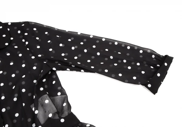 コムコム コムデギャルソンCOMME des GARCONS ポリドットプリントダブルボタンシースルーシャツワンピース 黒白S K-108979_007