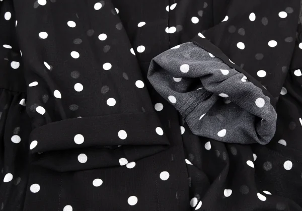 コムコム コムデギャルソンCOMME des GARCONS ポリドットプリントダブルボタンシースルーシャツワンピース 黒白S K-108979_009