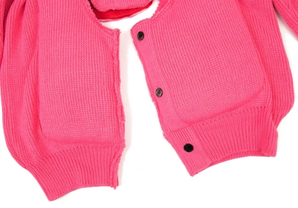 コムデギャルソンCOMME des GARCONS センターカッティング中綿プルオーバーニットセーター 蛍光ピンクS K-108985_010