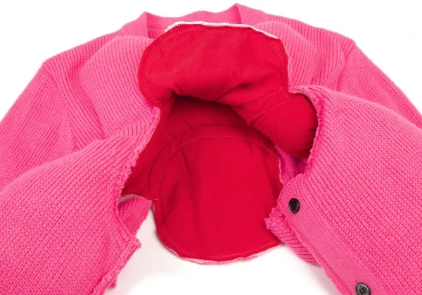 コムデギャルソンCOMME des GARCONS センターカッティング中綿プルオーバーニットセーター 蛍光ピンクS K-108985_011