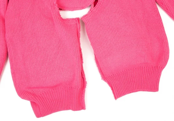 コムデギャルソンCOMME des GARCONS センターカッティング中綿プルオーバーニットセーター 蛍光ピンクS K-108985_015