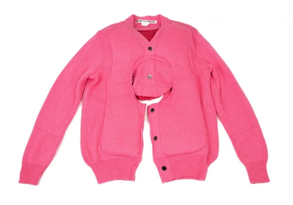 コムデギャルソンCOMME des GARCONS センターカッティング中綿プルオーバーニットセーター 蛍光ピンクS K-108985_002
