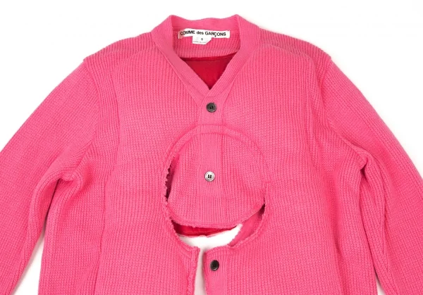 コムデギャルソンCOMME des GARCONS センターカッティング中綿プルオーバーニットセーター 蛍光ピンクS K-108985_003
