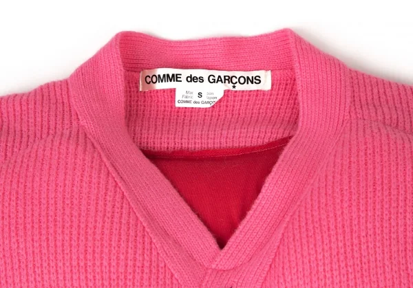 コムデギャルソンCOMME des GARCONS センターカッティング中綿プルオーバーニットセーター 蛍光ピンクS K-108985_004