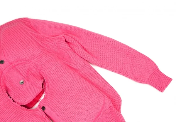 コムデギャルソンCOMME des GARCONS センターカッティング中綿プルオーバーニットセーター 蛍光ピンクS K-108985_007