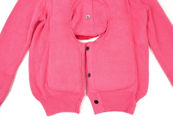 コムデギャルソンCOMME des GARCONS センターカッティング中綿プルオーバーニットセーター 蛍光ピンクS K-108985_009