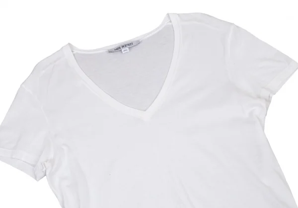 ニールバレットNeil Barrett コットンコーティングバイカラーVネックTシャツ 白黒XS K-108999_002