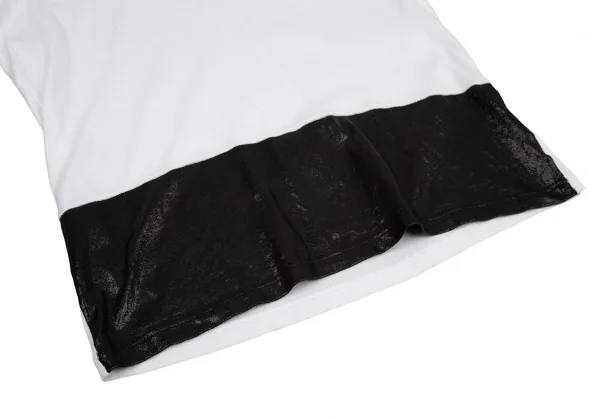 ニールバレットNeil Barrett コットンコーティングバイカラーVネックTシャツ 白黒XS K-108999_005
