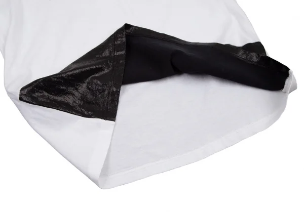 ニールバレットNeil Barrett コットンコーティングバイカラーVネックTシャツ 白黒XS K-108999_006